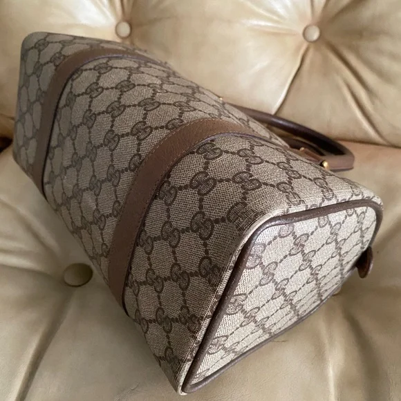 Vintage Gucci Boston Bag GG Monogram + Unbranded Web Stripe Strap - Picture 8 of 15